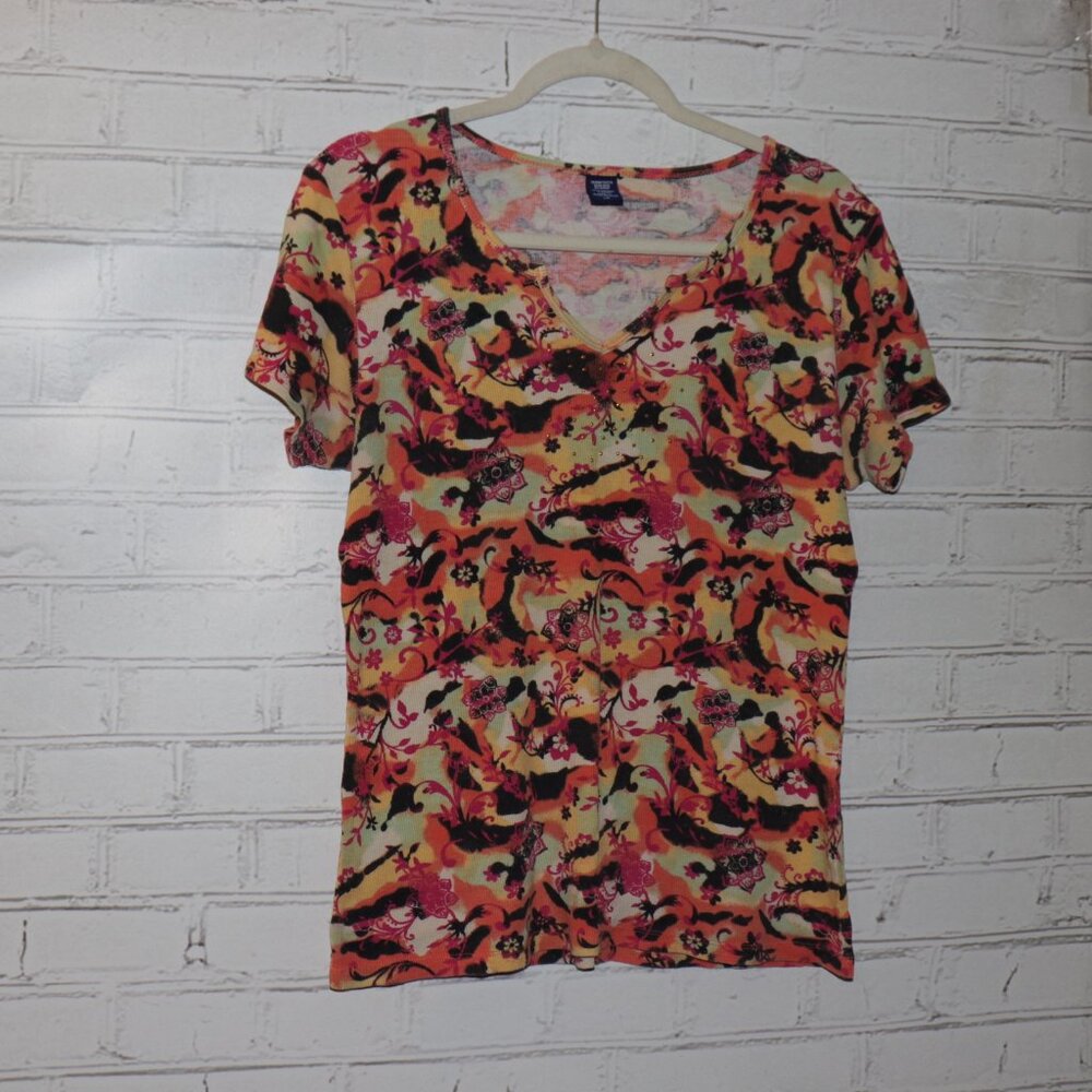 🌈 Multicolor Abstract Blouse · Size L 🌈 - Picture 4 of 5